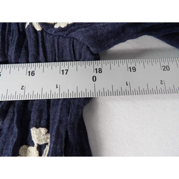 Westport Shift Dress Medium Gauzy Embroidered Floral Cutout Back Navy Blue Boho - Picture 14 of 16